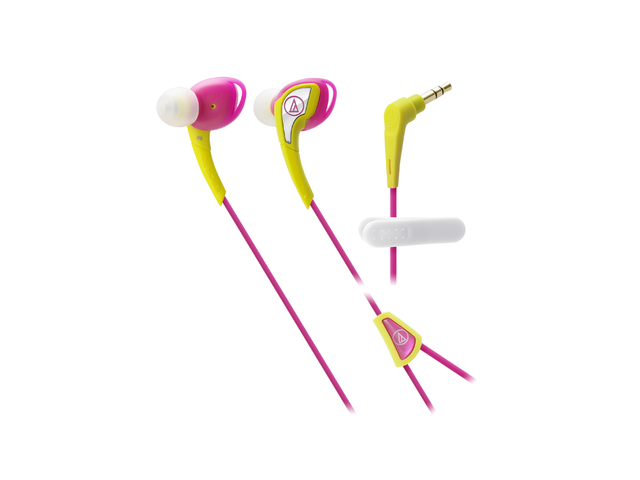 Слушалки Audio-Technica ATH-SPORT2YP SonicSport, в розово-жълто