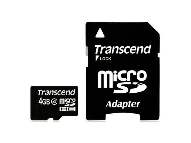 Карти памет 4GB microSD карта Transcend class 4